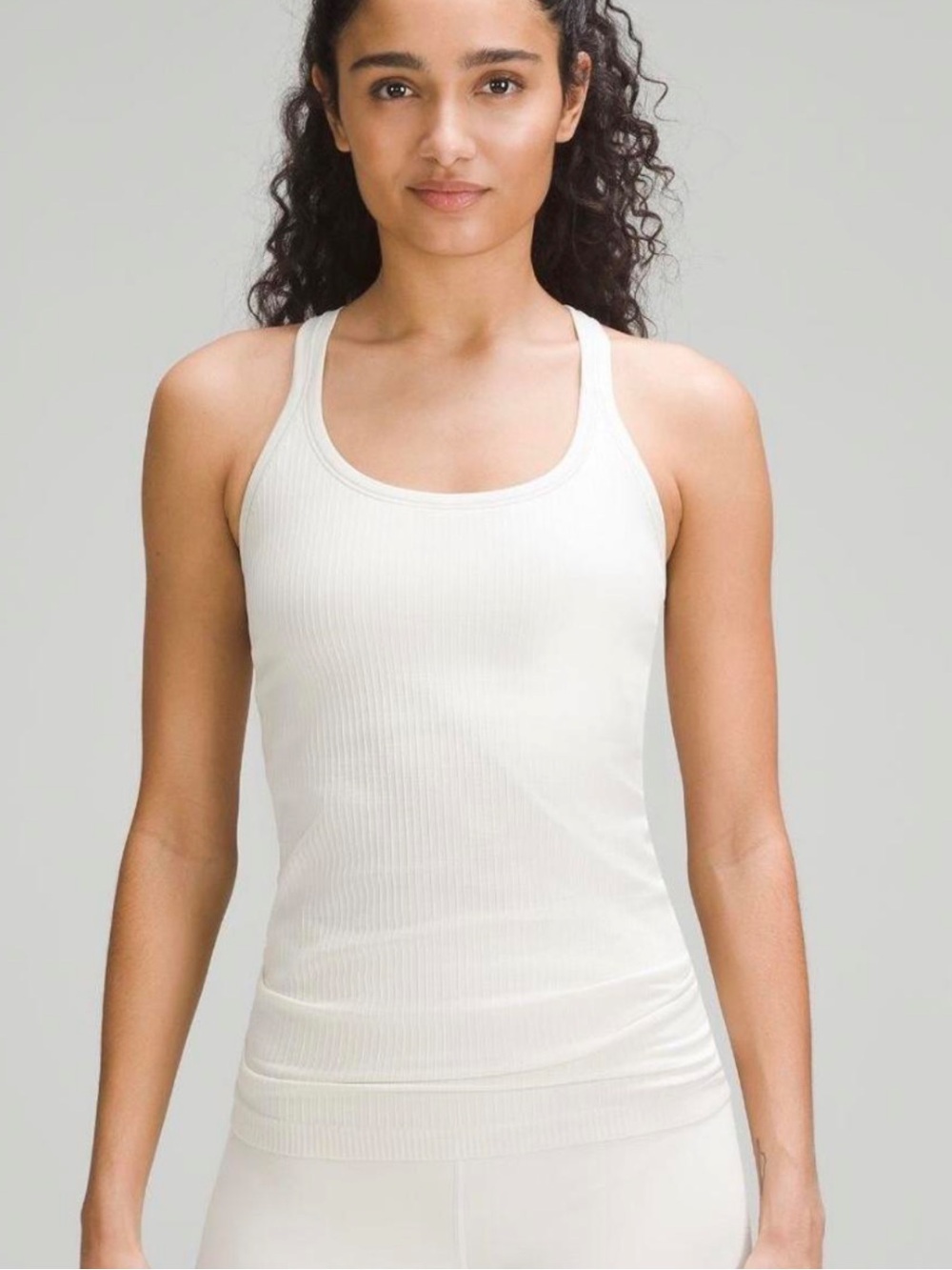lululemon athletica White Ribbed Racerback Tank